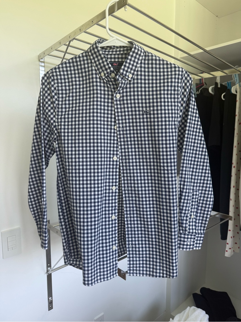 Vineyard Vines Navy and White Gingham Button-Down Shirt